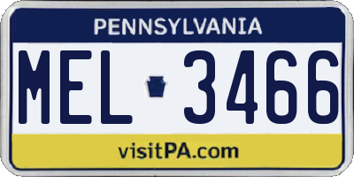 PA license plate MEL3466