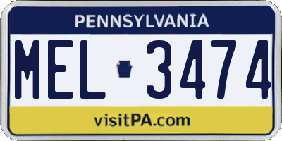 PA license plate MEL3474