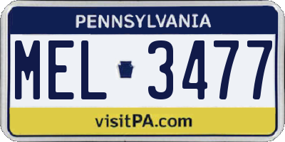 PA license plate MEL3477