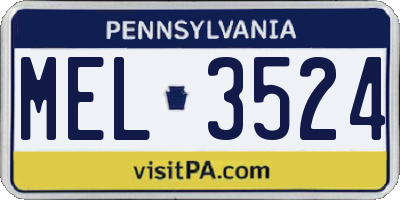 PA license plate MEL3524