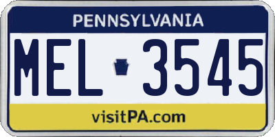 PA license plate MEL3545