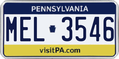 PA license plate MEL3546