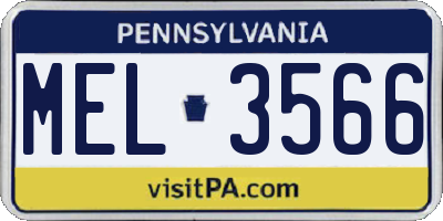 PA license plate MEL3566