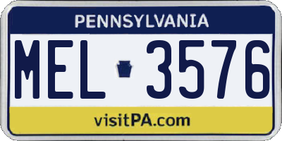 PA license plate MEL3576