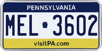 PA license plate MEL3602