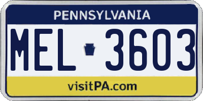 PA license plate MEL3603