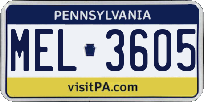 PA license plate MEL3605