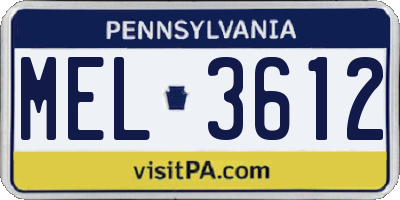 PA license plate MEL3612