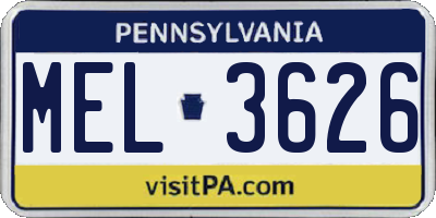 PA license plate MEL3626