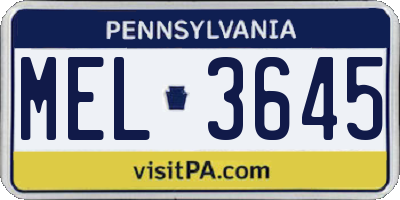 PA license plate MEL3645