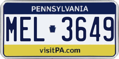PA license plate MEL3649