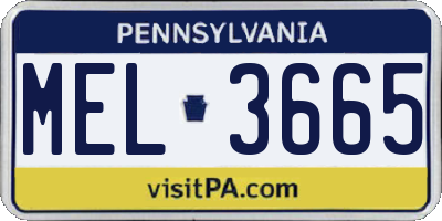 PA license plate MEL3665
