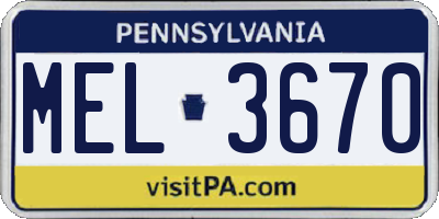PA license plate MEL3670