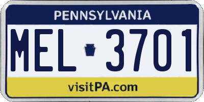 PA license plate MEL3701