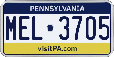 PA license plate MEL3705