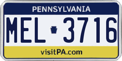 PA license plate MEL3716