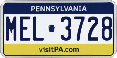 PA license plate MEL3728