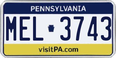 PA license plate MEL3743