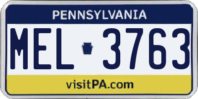 PA license plate MEL3763