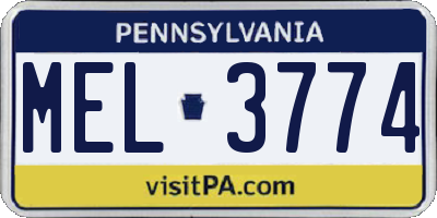 PA license plate MEL3774