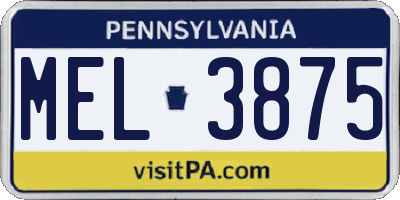 PA license plate MEL3875