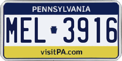 PA license plate MEL3916