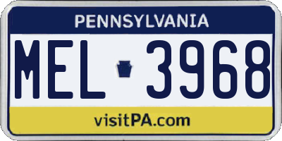 PA license plate MEL3968