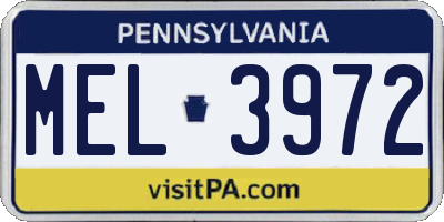 PA license plate MEL3972