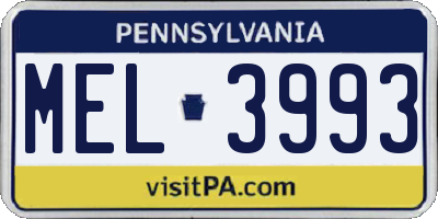 PA license plate MEL3993