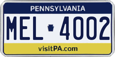 PA license plate MEL4002