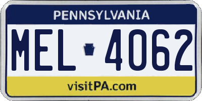 PA license plate MEL4062