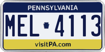 PA license plate MEL4113