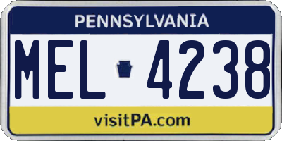 PA license plate MEL4238