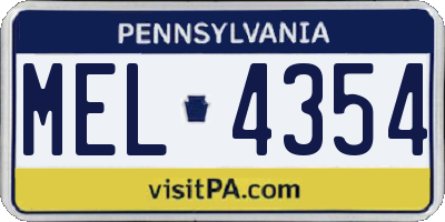 PA license plate MEL4354