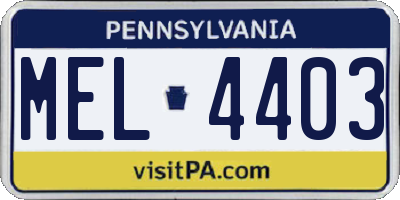 PA license plate MEL4403