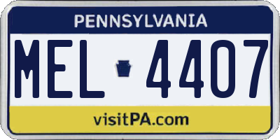 PA license plate MEL4407
