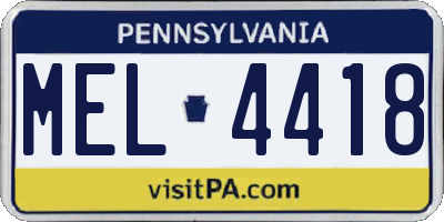 PA license plate MEL4418