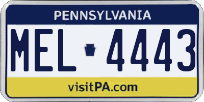 PA license plate MEL4443