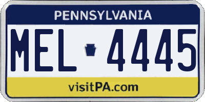 PA license plate MEL4445