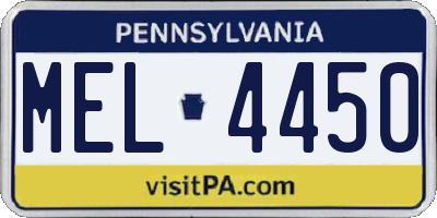 PA license plate MEL4450