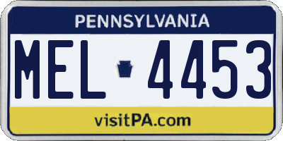 PA license plate MEL4453