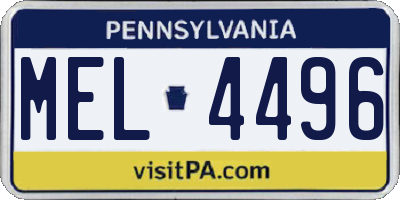 PA license plate MEL4496