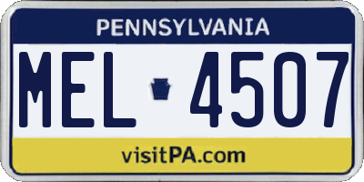 PA license plate MEL4507