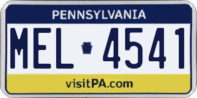 PA license plate MEL4541