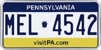PA license plate MEL4542