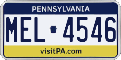 PA license plate MEL4546