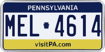 PA license plate MEL4614