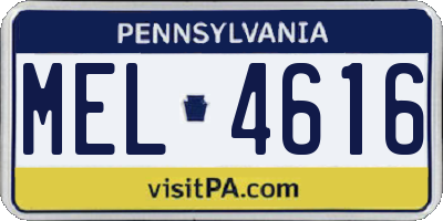 PA license plate MEL4616