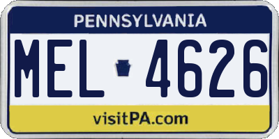 PA license plate MEL4626