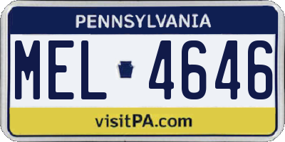 PA license plate MEL4646